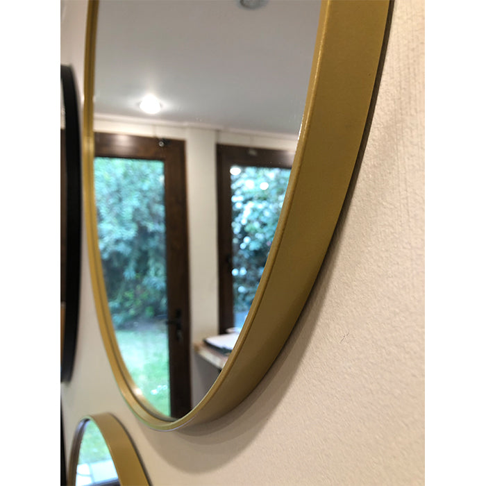 Espejo circular marco delgado dorado 80 cm