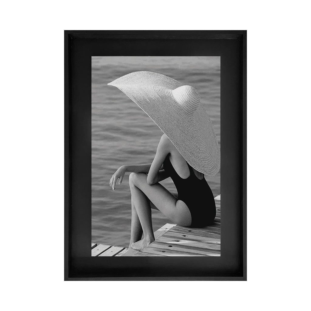 Fotografía 3D Mujer Sombrero y lago