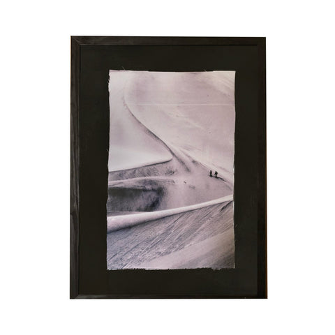 Impresión en tela paisaje personas caminando sobre dunas blanco y negro