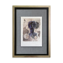 Grabado Silueta Rostro Azul Con Un Círculo Gris