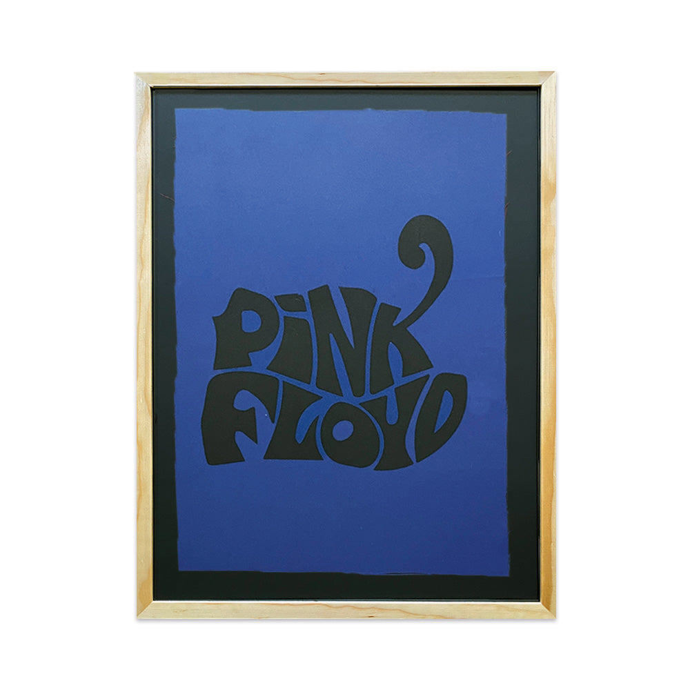 Serigrafía Mundo Musical Pink Floyd letras agua azul