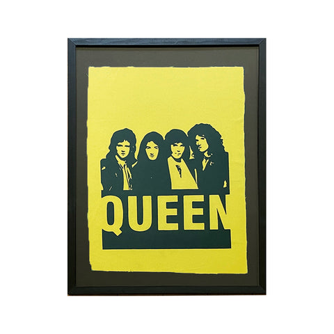 Serigrafía Mundo Musical Queen letras amarillo