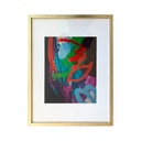 Grafiti rojo sobre verde y celeste