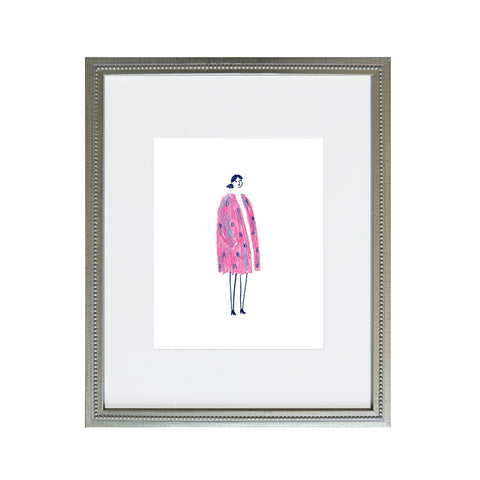 Mujer abrigo rosado