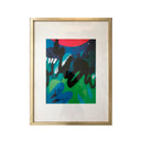 Grafiti negro sobre verde y azul