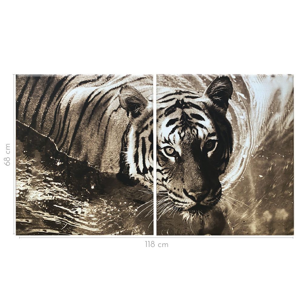 Canvas Díptico Tigre Nadando