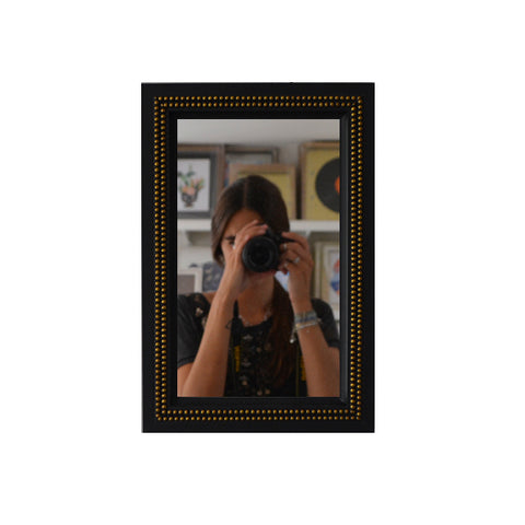 Espejos negro - oro, perla delicada mediano