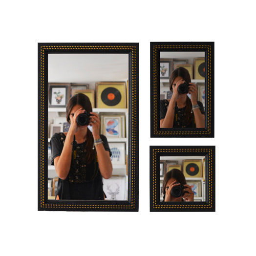 Pack de espejos negro - oro, doble perla delicada