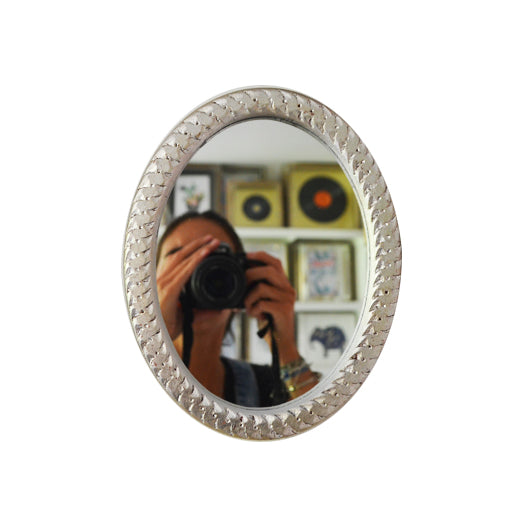 Espejo espiga ovalado plata grande