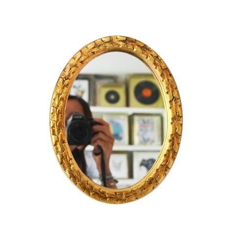 Espejo hojita ovalado dorado grande