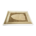 Pluma de Fibra Natural Blanca Fondo Arpillera