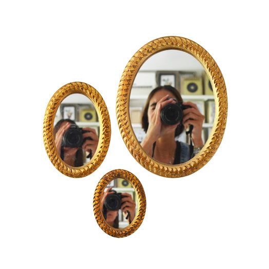 Pack de espejos espigas ovalados oro